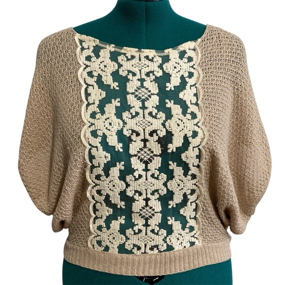 Free People Oversized Crochet Mesh Dolman Sweater